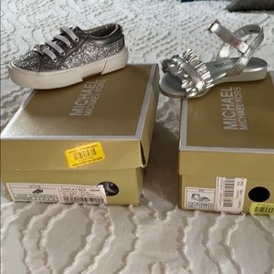 Two pair toddler/baby Michael Kors shoes size 5.